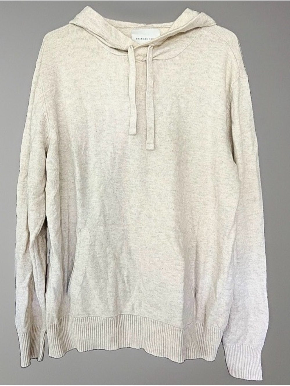 American Eagle Outfitters Men's Cream Crewneck Hoodie Sweater